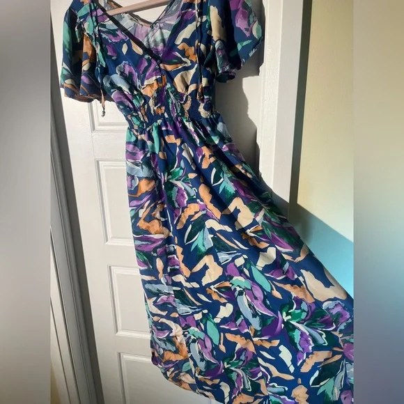 NWOT Anthropologie Abel the Label Maxi Dress Flower Print V-neck Medium - Picture 3 of 7